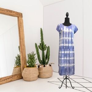 GAP Short Sleeve Tie Dye Midi Shirt Dress